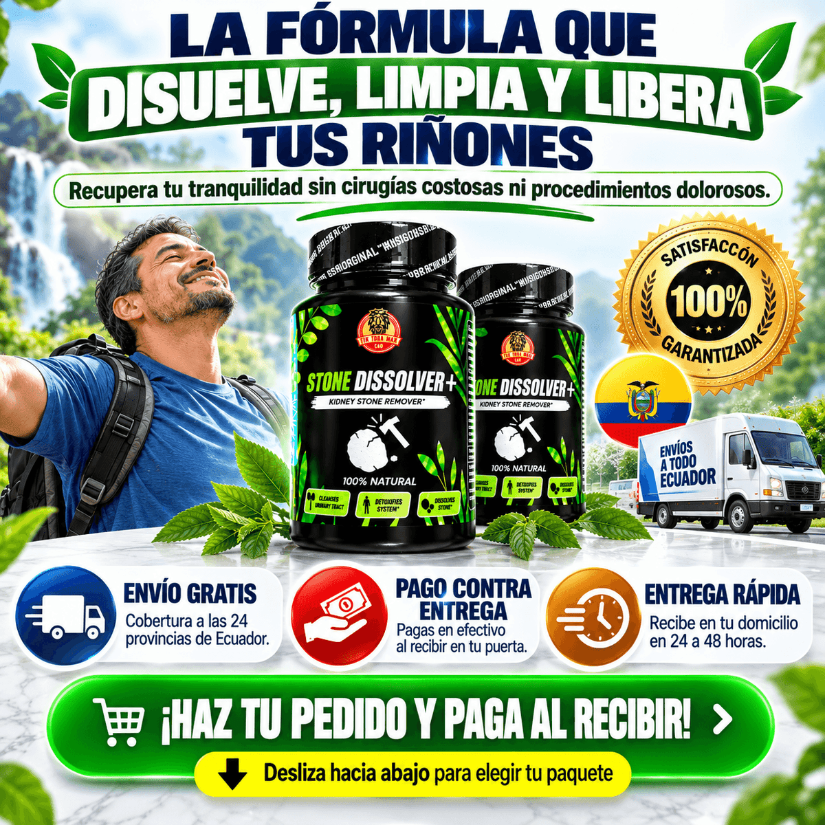 STONE DISSOLVER+ 🪨🔨 | Suplemento Renal para Cálculos e Infección Urinaria